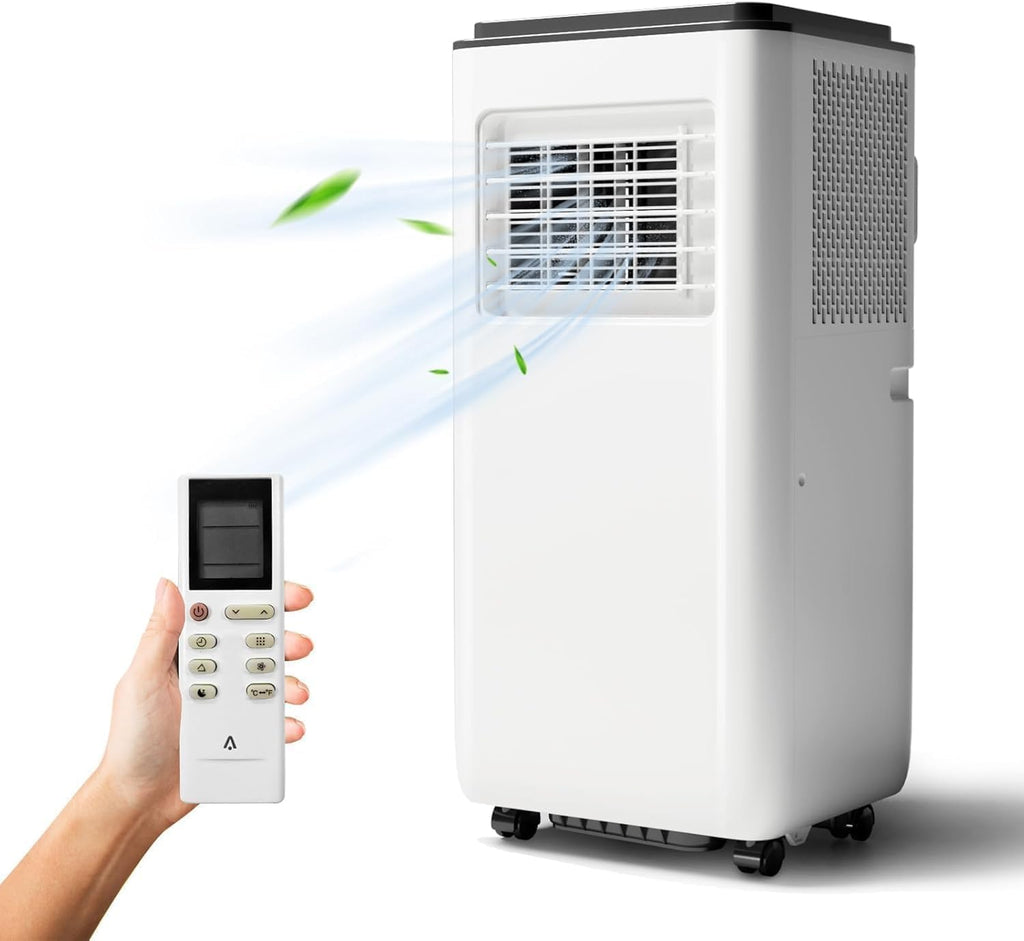 Portable Air Conditioners 8000 BTU, Energy Efficient AC Unit with Remote Control, 24H Timer, Quiet Operation for Bedroom, Office, Dorm Rooms up to 350 Sq. Ft, Black Top