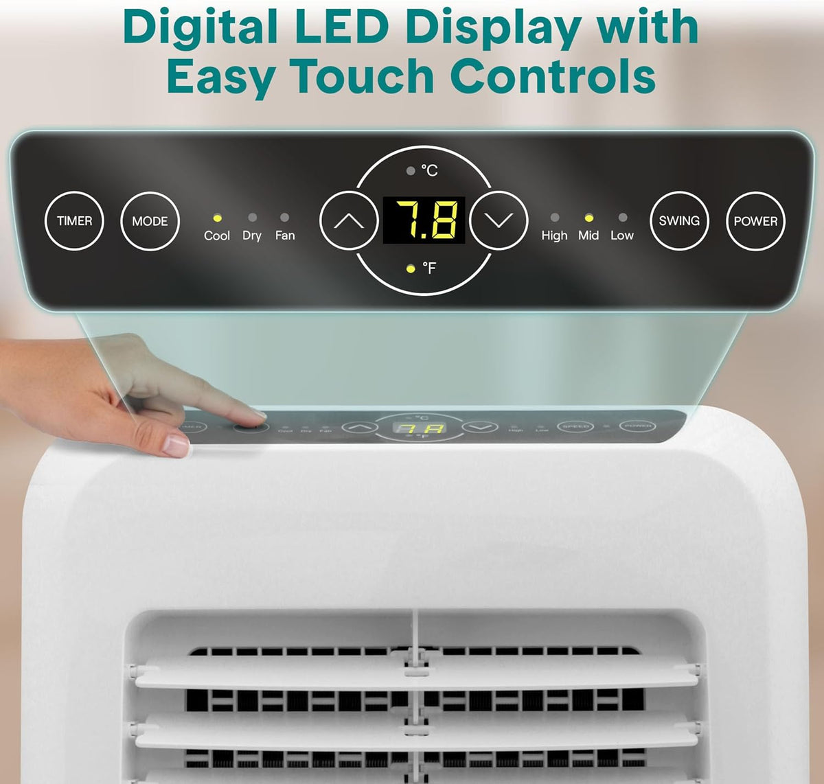 Small Air Conditioner Portable 12,000 BTU with Built-In Dehumidifier - Portable AC Unit for Rooms up to 550 Sq Ft - Remote Control, Window Mount Exhaust Kit