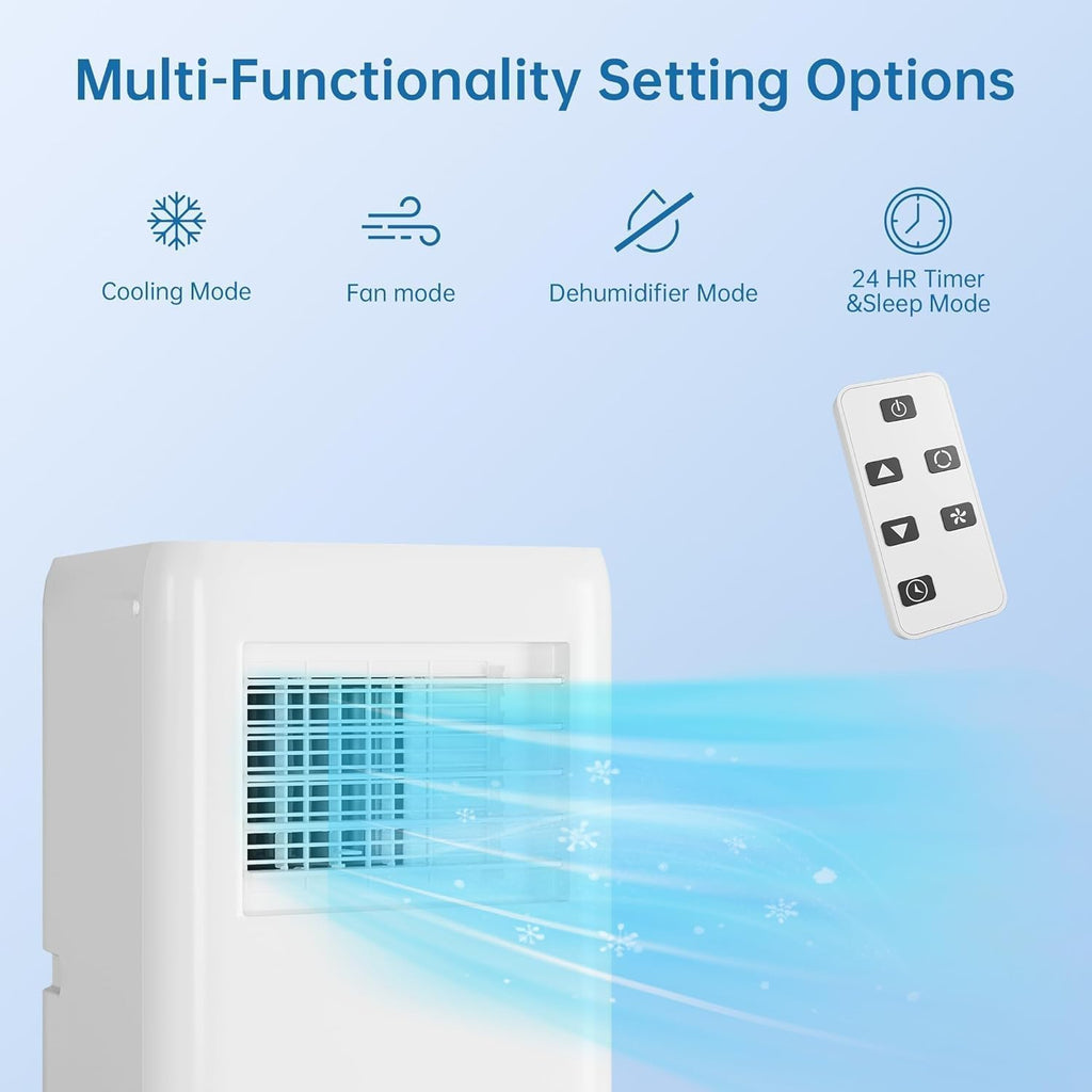 Air-Conditioner-Portable 10,000 Btu,White 3 in 1 AC with Fan/Dehumidifier/Cools up to 450 Sq.Ft.,24H Timer,Remote Control,For Single Rooms