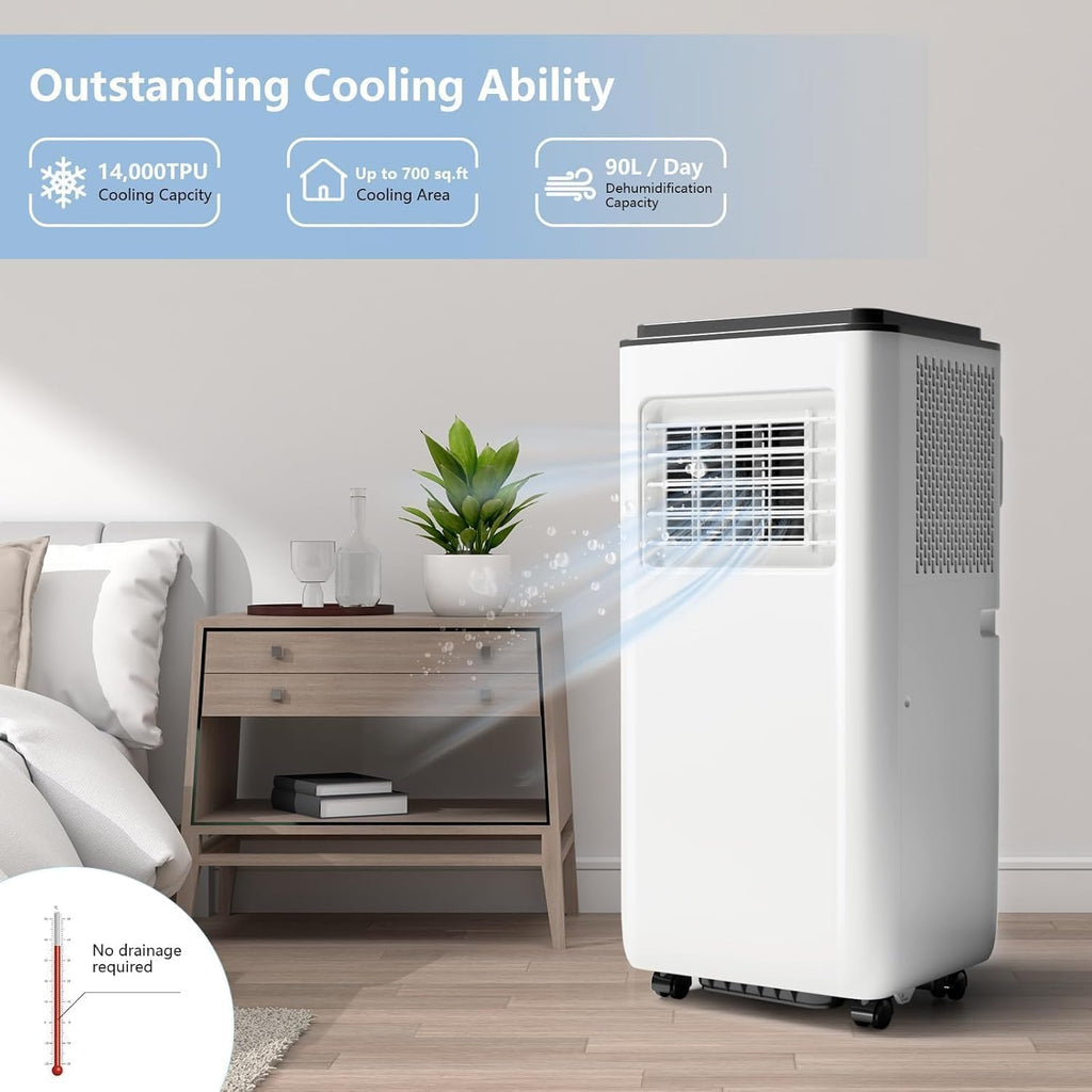Portable Air Conditioners 8000 BTU, Energy Efficient AC Unit with Remote Control, 24H Timer, Quiet Operation for Bedroom, Office, Dorm Rooms up to 350 Sq. Ft, Black Top