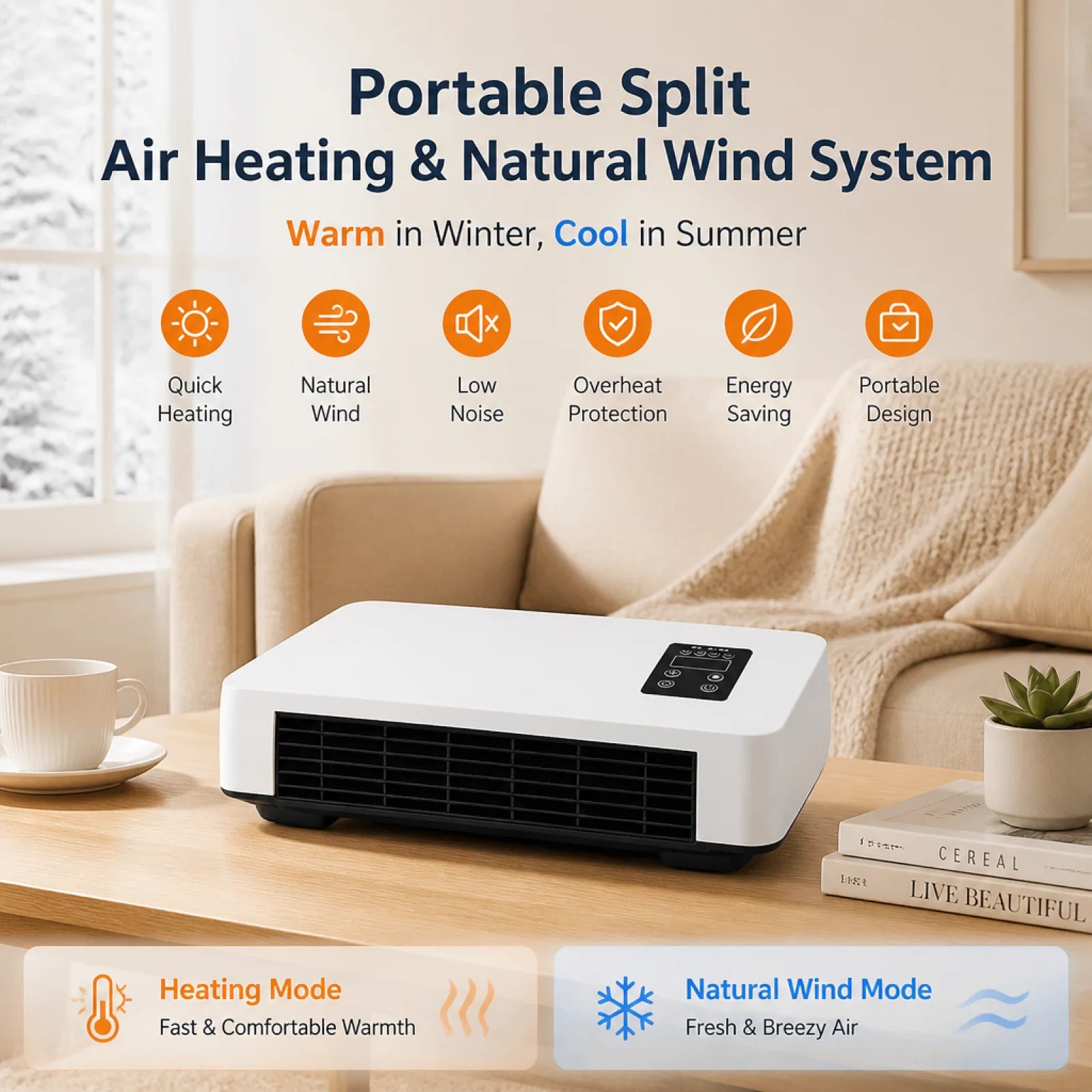 Smart Conditioner Summer Tabletop Wall Mounted Mini Split Air Conditioner Rapid Cooling Heating Device for Bedroom Office Home
